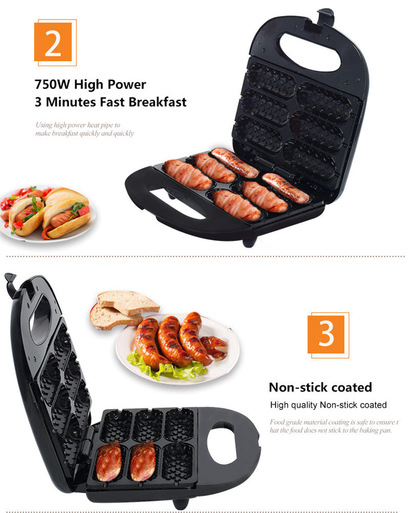 Multifunctional Hot Dog & Sausage Frying Machine – Non-Stick Electric Grill 750W