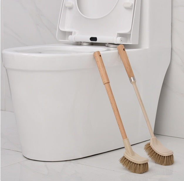 Wooden Toilet Cleaning Brush with 360° Bristles & Hanging Handle