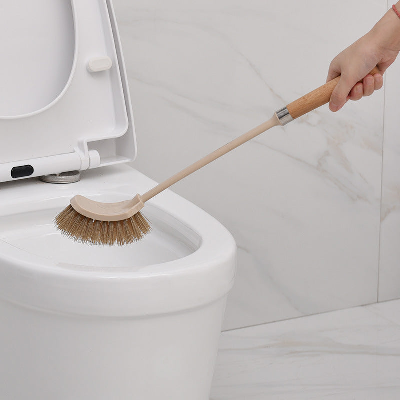 Wooden Toilet Cleaning Brush with 360° Bristles & Hanging Handle