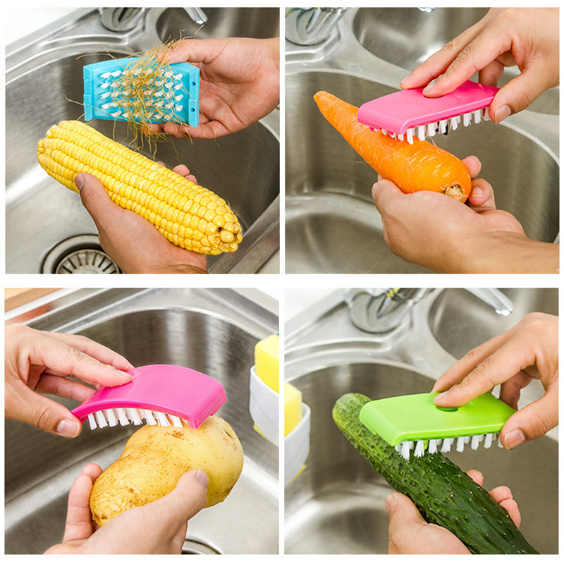 Suction Cup 2-in-1 Kitchen Cleaning Brush for Cutlery & Vegetables