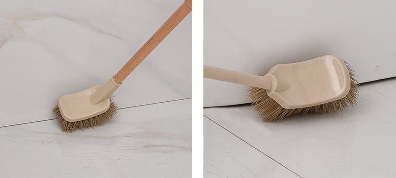 Wooden Toilet Cleaning Brush with 360° Bristles & Hanging Handle