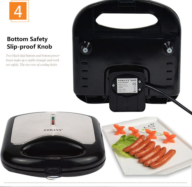 Multifunctional Hot Dog & Sausage Frying Machine – Non-Stick Electric Grill 750W