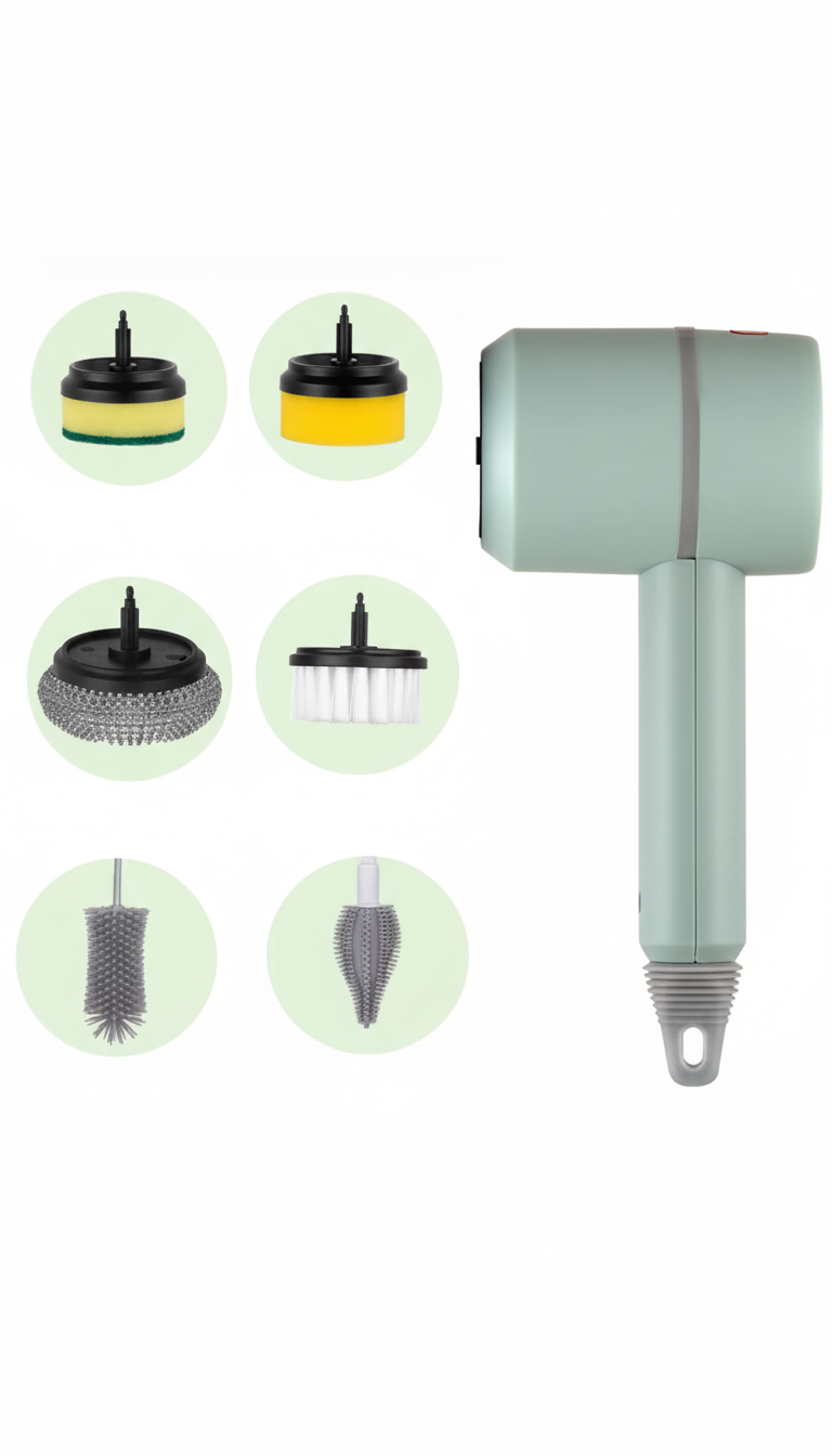 Cordless Electric Cleaning Brush for Kitchen & Bathroom with Scouring Pads