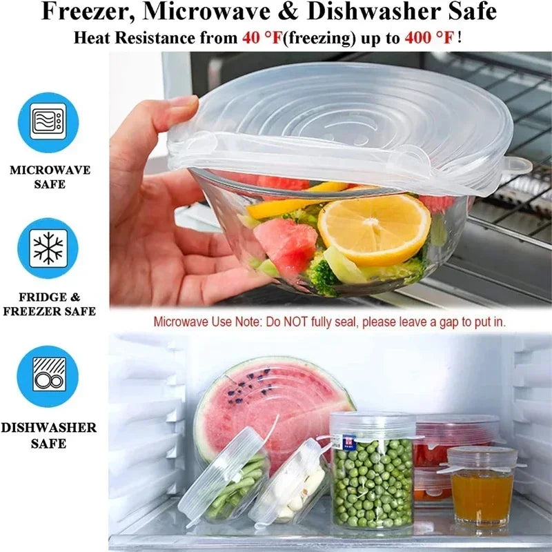 Reusable Silicone Stretch Lids - Eco-Friendly Food Covers for Fresh Storage and Bowl Sealing
