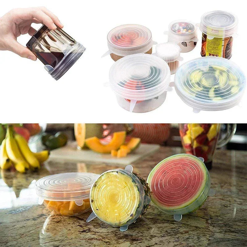Reusable Silicone Stretch Lids - Eco-Friendly Food Covers for Fresh Storage and Bowl Sealing