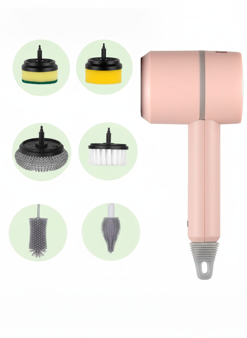 Cordless Electric Cleaning Brush for Kitchen & Bathroom with Scouring Pads