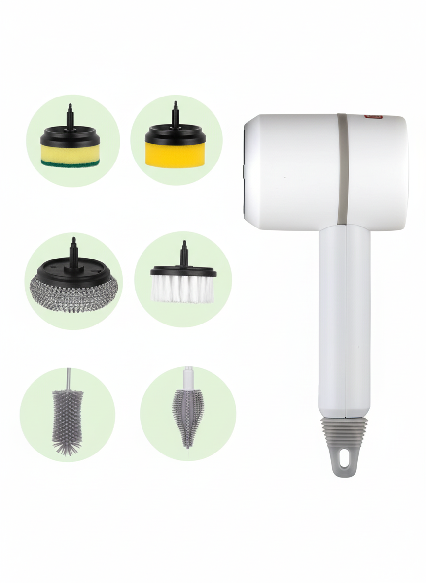 Cordless Electric Cleaning Brush for Kitchen & Bathroom with Scouring Pads